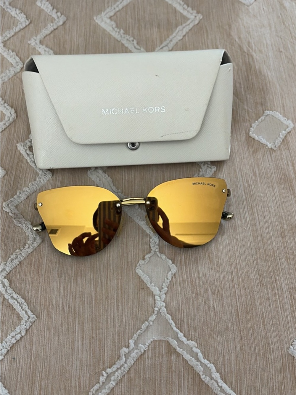 Michael‎ Kors Gold Mirrored Rimless Sunglasses with White Case